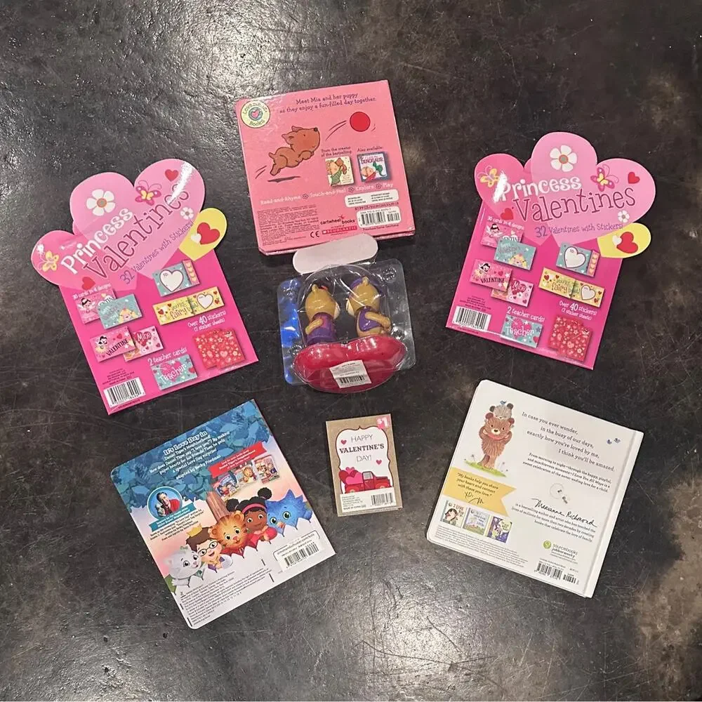 Valentines Day Bundle. Books, Valentine Cards, Solar Kissing Bears, Book Box
